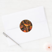 NIGHTINGALE MET ROZEN MONOGRAM Red Yellow Black Ronde Sticker (Envelop)