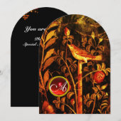 NIGHTINGALE MET ROZEN MONOGRAM, rood zwart geel Kaart (Voorkant / Achterkant)