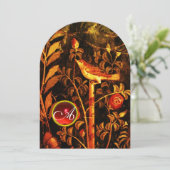 NIGHTINGALE MET ROZEN MONOGRAM, rood zwart geel Kaart (Staand voorkant)