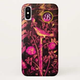 NIGHTINGALE MET ROZEN MONOGRAM, roze zwart geel iPhone X Hoesje