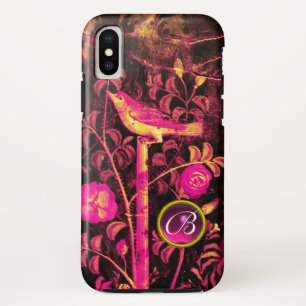 NIGHTINGALE MET ROZEN MONOGRAM, roze zwart geel iPhone XS Hoesje