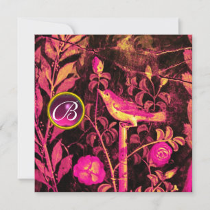 NIGHTINGALE MET ROZEN MONOGRAM, roze zwart geel Kaart