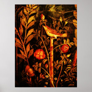 NIGHTINGALE MET ROZEN, rood zwart geel Poster