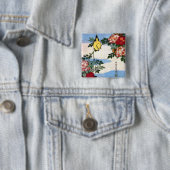 Nightingale & Rozen Hokusai Vierkante Button 5,1 Cm (In situ)