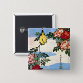 Nightingale & Rozen Hokusai Vierkante Button 5,1 Cm (Voorkant /achterkant)