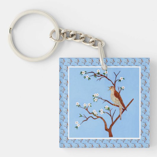 Nightingale Tiled Sleutelhanger met wit Lijst (voorkant)