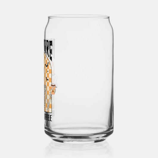 "Nightmare Before Coffee" Retro Skelet Drink Blikvorm Glas (Links)