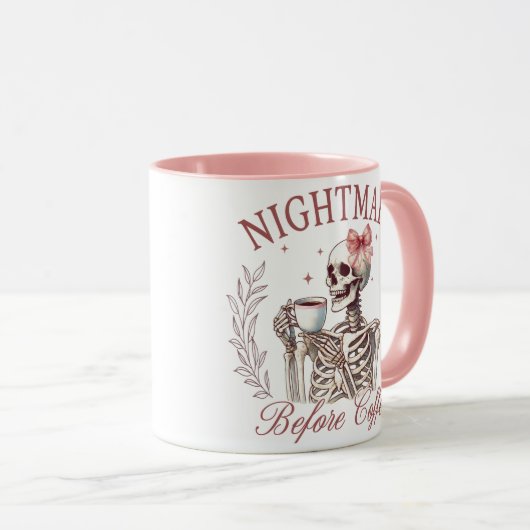 Nightmare Before Coffee Skeleton Mok – Funny Coffe (Voorkant rechts)