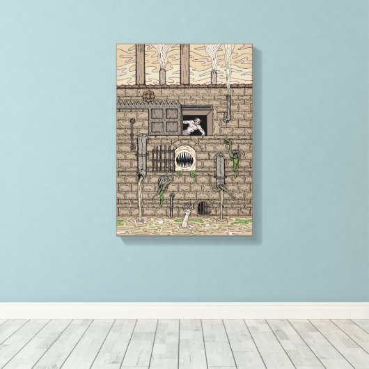 Nightmare Factory Weird Horror Art Canvas Afdruk (Insitu (Houten vloer))