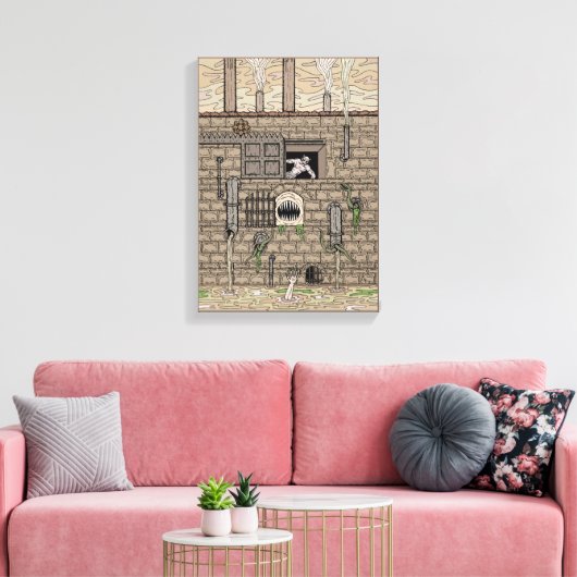 Nightmare Factory Weird Horror Art Canvas Afdruk (Insitu (Woonkamer))
