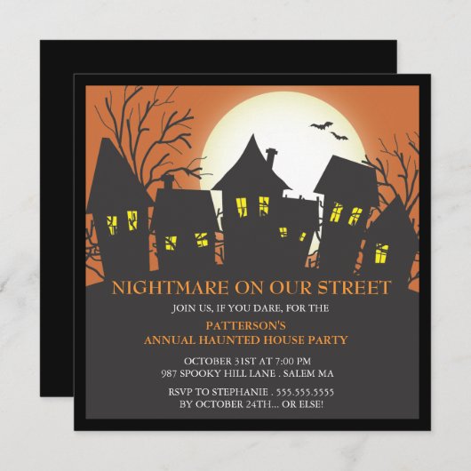 Nightmare Nabuurschap Halloween Party Invitation Kaart (Voorkant / Achterkant)