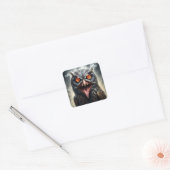 Nightmare Wings: The Fanged Vampire Owl is een Ame Vierkante Sticker (Envelop)