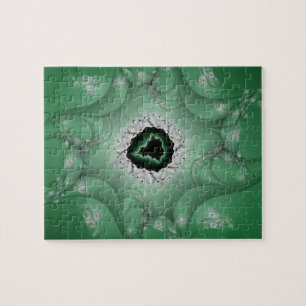 Nightmares Groene en witte fractale kunst Legpuzzel