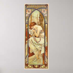 Night's Rest  Nouveau door Alphonse Mucha Poster