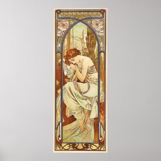Night's Rest  Nouveau door Alphonse Mucha Poster (Voorkant)