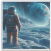 Nighttime Alien Ice Landscape Exploration Sticker (Voorkant)