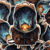 Nighttime Camp Backpack Sticker | Die-Cut Sticker