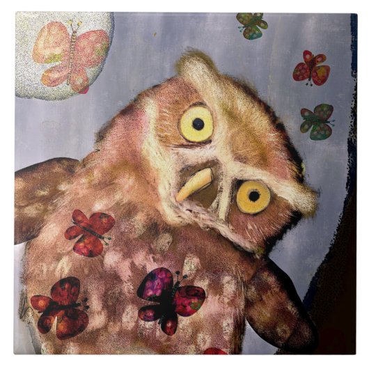 Nighttime Owl Trivet Tegeltje (Voorkant)