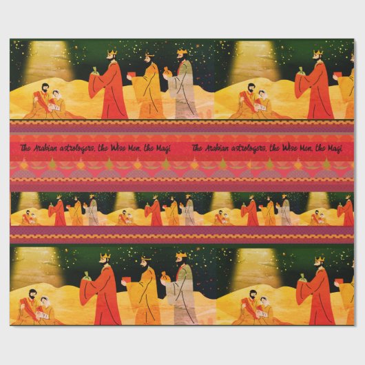 Nighttime Script Drie Wijze Mannen Kerst Cadeaupapier (Vlak)