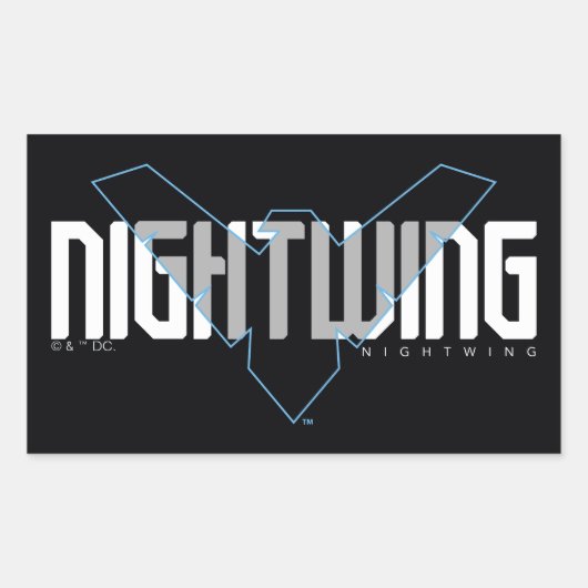 Nightwing Hi-Tech Naam Graphic Rechthoekige Sticker (Voorkant)