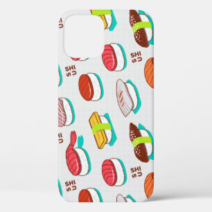 nigiri sushi, doodle patroon iPhone 12 hoesje