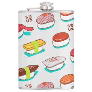 nigiri sushi, doodle patroon heupfles