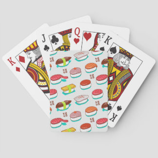 nigiri sushi, doodle patroon pokerkaarten