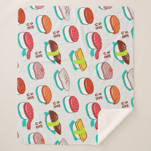 nigiri sushi, doodle patroon sherpa deken