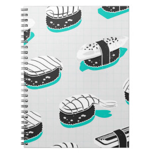 Nigiri sushi, neon patroon. notitieboek