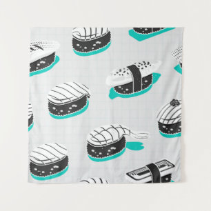 Nigiri sushi, neon patroon. wandkleed