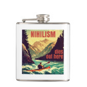 Nihilisme sterft hier door kajakken heupfles (Voorkant)
