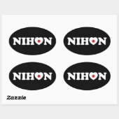 Nihon Love Heart Flag Oval Sticker (Vel)