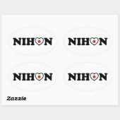 Nihon Love Heart Flag Ovale Sticker (Vel)