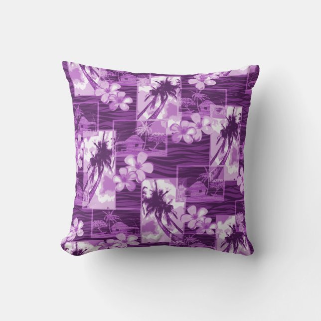 Niihau Island Hawaiian Plumeria and Palm Tree Kussen (Voorkant)