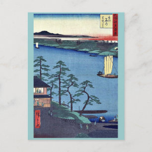 Niishuku ferry van Andō, Hiroshige Ukiyo-e.  Briefkaart