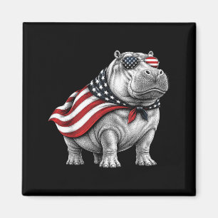 Nijlpaard 4 juli Amerikaanse vlag Patriottische Sa Magneet