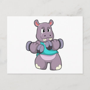 Nijlpaard aan het bodybuilden met halters briefkaart