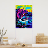 Nijlpaard Abstracte Kunst Poster (Keuken)