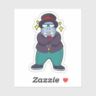 Nijlpaard als Bruidegom met Pak.PNG Sticker