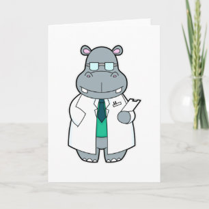 Nijlpaard als dokter met jas kaart
