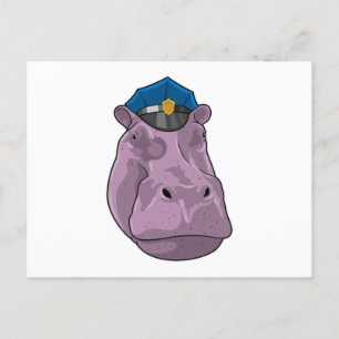 Nijlpaard als politieagent politie briefkaart