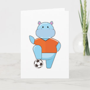 Nijlpaard als voetballer met voetbal kaart