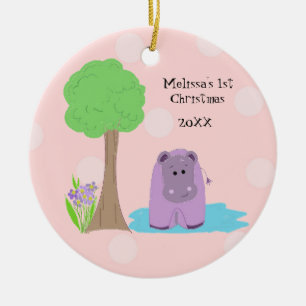 Nijlpaard Baby Eerste Kerstmis Keramisch Ornament