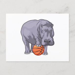 Nijlpaard Basketballspeler Basketbal Briefkaart