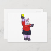 Nijlpaard bij voetbal als scheidsrechter briefkaart (Voorkant / Achterkant)