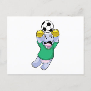 Nijlpaard bij Voetbal Sporten Briefkaart