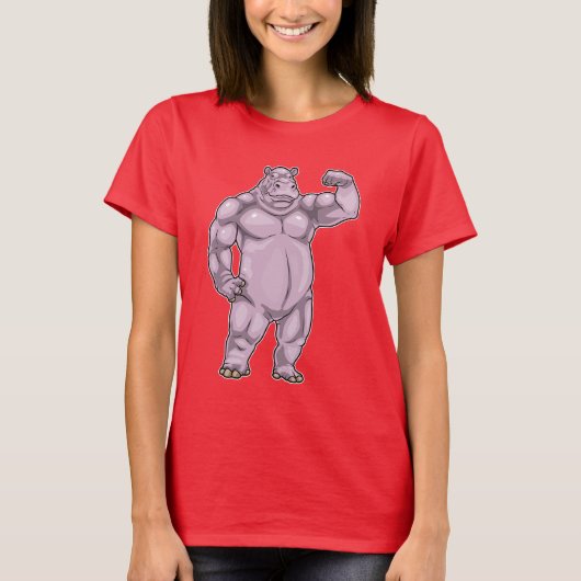 Nijlpaard Bodybuilder Bodybuilding T-shirt (Voorkant)