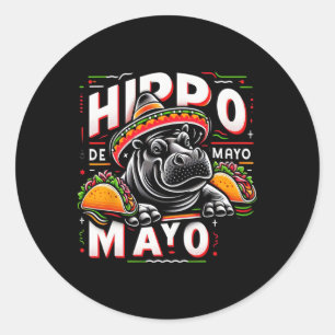 Nijlpaard Cinco De Mayo Grappig Mexico Nijlpaard G Ronde Sticker