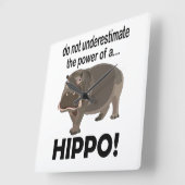 Nijlpaard Dier Grappig Hippo Vierkante Klok (Hoek)