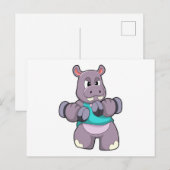 Nijlpaard doet aan bodybuilding met halters briefkaart (Voorkant / Achterkant)